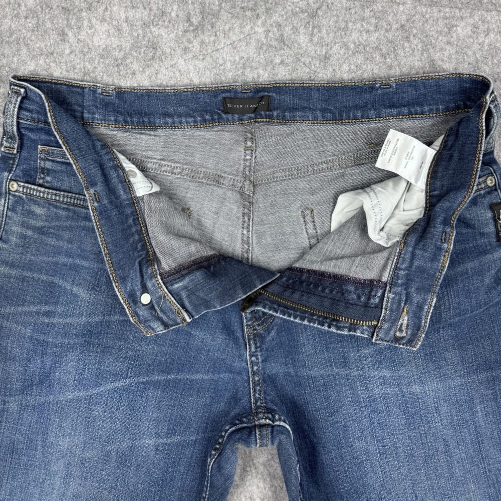 Silver Zac Jeans Mens 38x32 (Fits 38x30) Blue Stretch Denim Dark Wash Low Rise - Picture 5 of 14